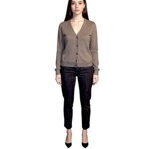 Gap Crop Flare Pinstripe Pants Women’s 10 Navy Blue (Inseam 25) Elastic Waist